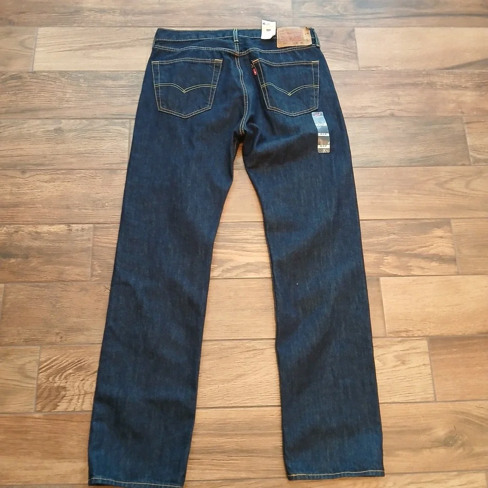 Levi's Jeans Mens 36x36 Blue Denim 501 Dark Wash Button Fly (FITS 34x36)